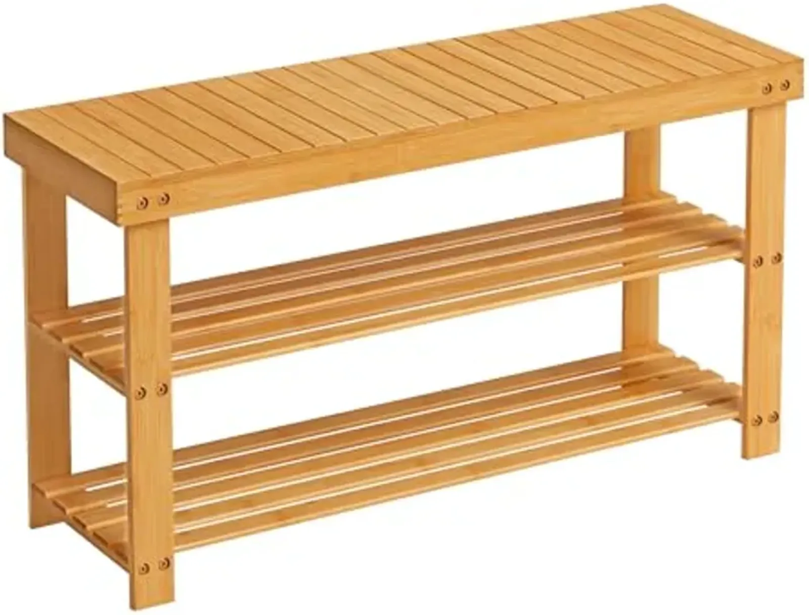 SONGMICS Shoe Rack Bench, 3-Tier Bamboo Shoe Storage Organizer, Entryway Bench, Holds Up to 286 lb, 11.3 x 35.4 x 17.8 Inches, for Entryway Bathroom Bedroom, Natural ULBS90N