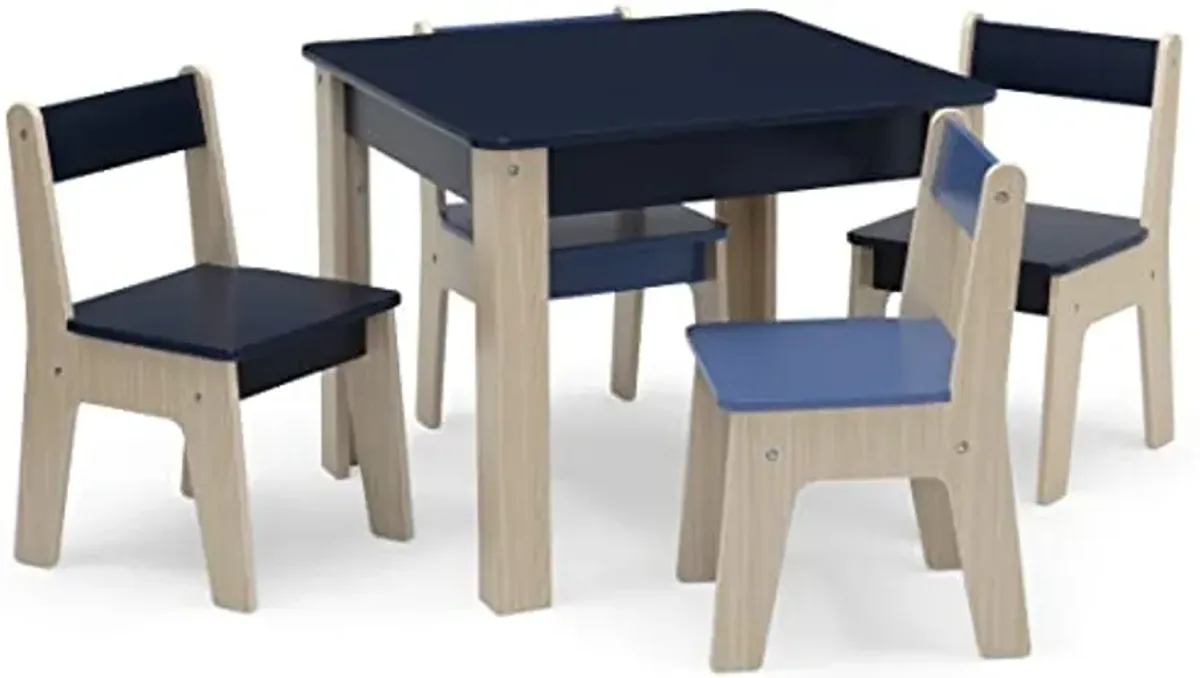 Delta Children GapKids Table, 4 Chairs & Toy Box Set - Navy/Natural