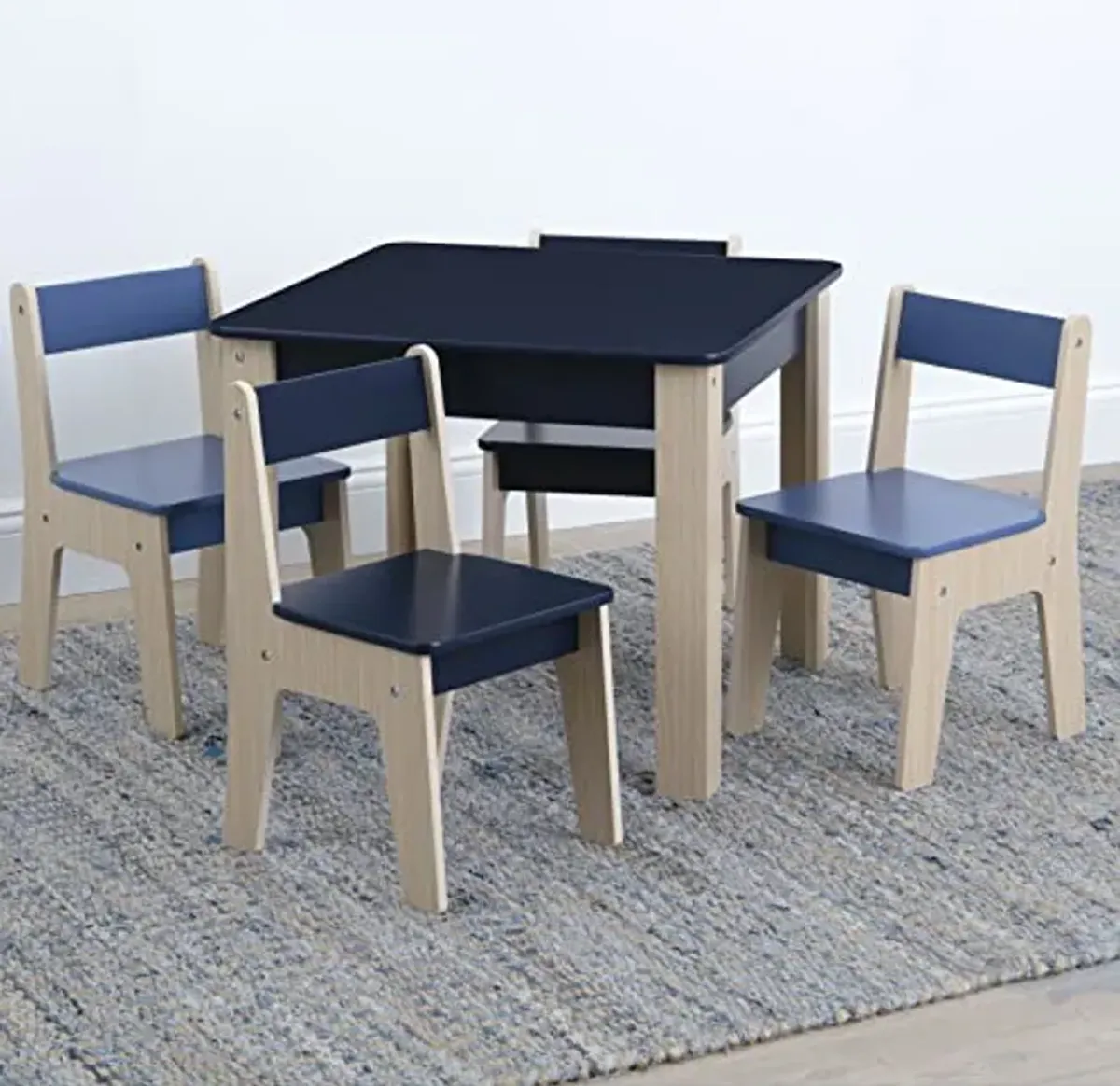 Delta Children GapKids Table, 4 Chairs & Toy Box Set - Navy/Natural