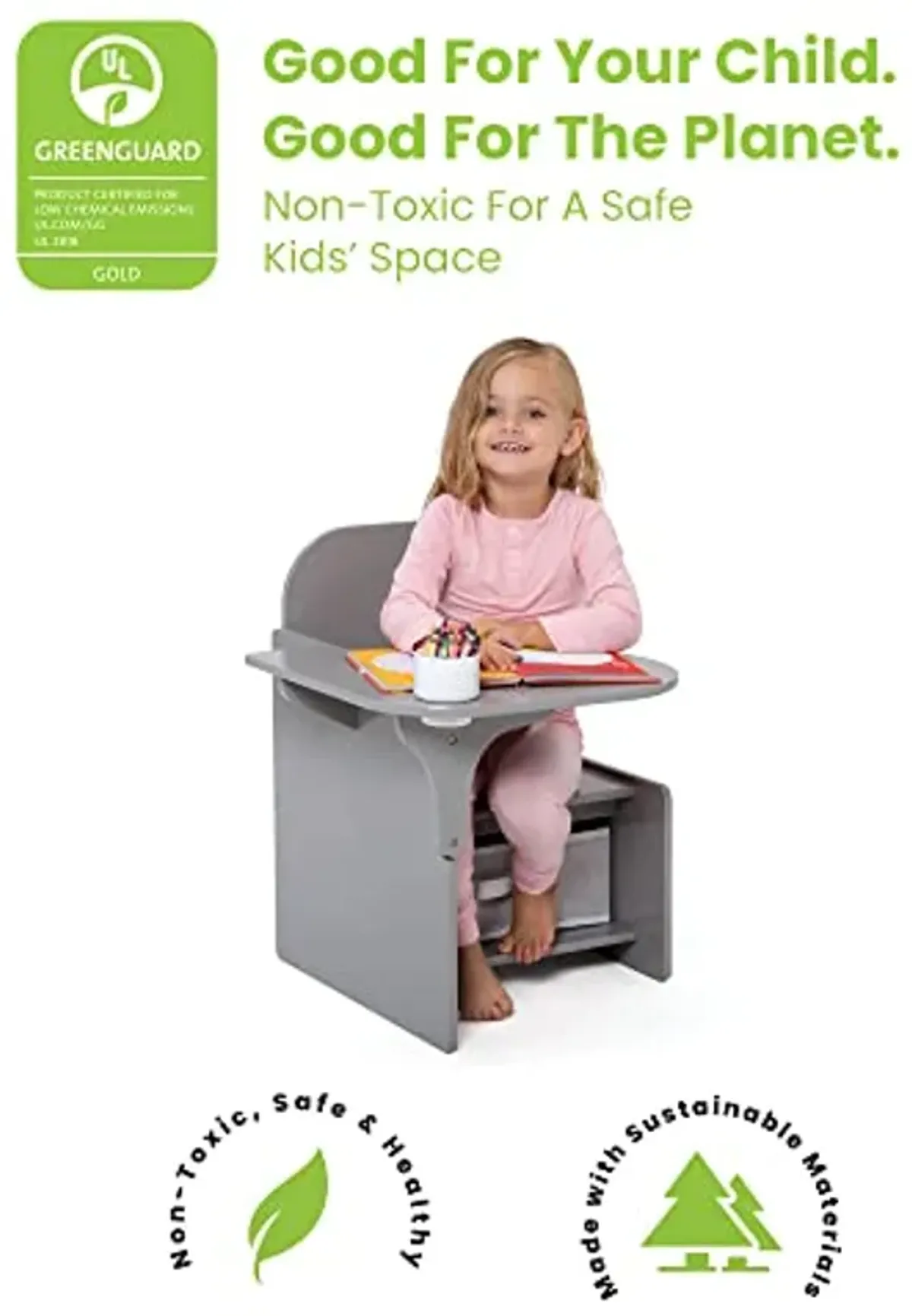 Delta Children MySize Chair Desk with Storage Bin and Trolls World Tour Chair Desk with Storage Bin, Ages 3+