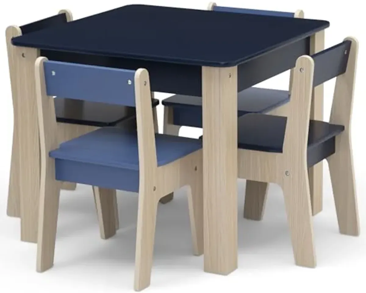 Delta Children Gap GapKids Table and 4 Chair Set - Greenguard Gold Certified, Blush/Natural & Gap GapKids Deluxe Toy Organizer - Greenguard Gold Certified, Navy/Natural