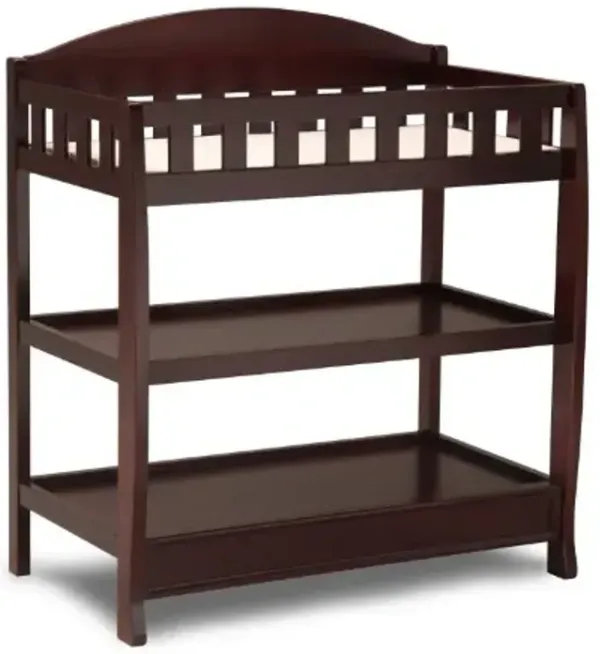 Delta Children Simmons Kids Radiant Sky Dual Sided Crib & Toddler Mattress Infant Changing Table with Pad, Espresso Cherry
