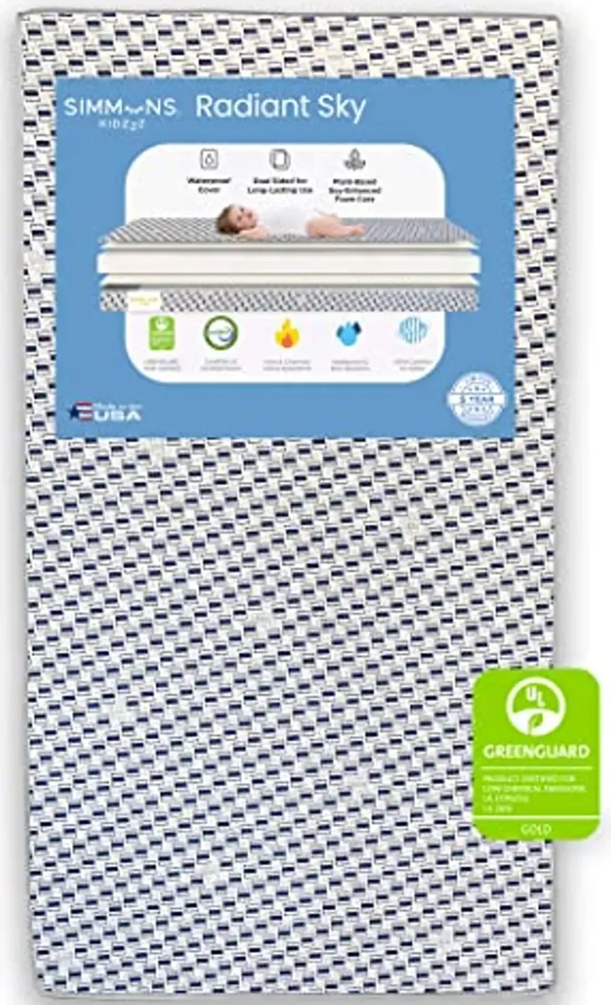 Delta Children Simmons Kids Radiant Sky Dual Sided Crib & Toddler Mattress Infant Changing Table with Pad, Espresso Cherry