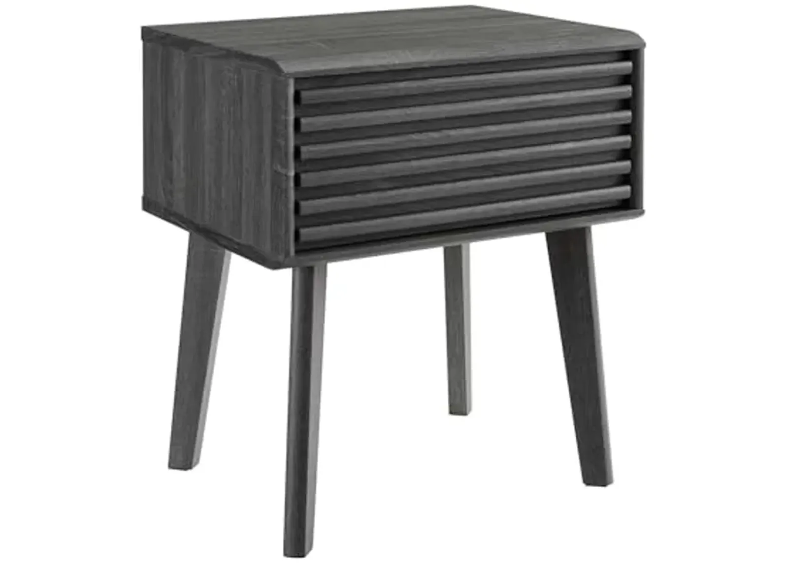 Yardlio "Timeless Charm: Mid-Century End Table with Storage Drawer and Tapered Legs