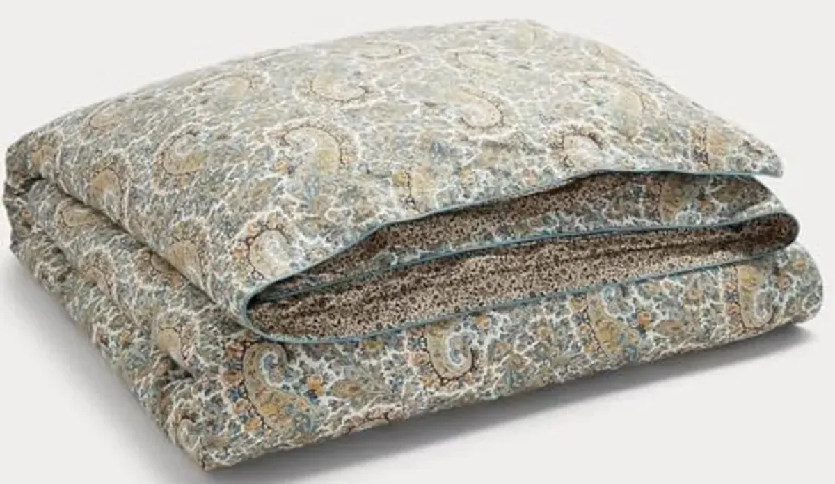 Lauren Ralph Lauren Riley Paisley Brown Blue Grey King 3 pc Duvet Cover Set Shams