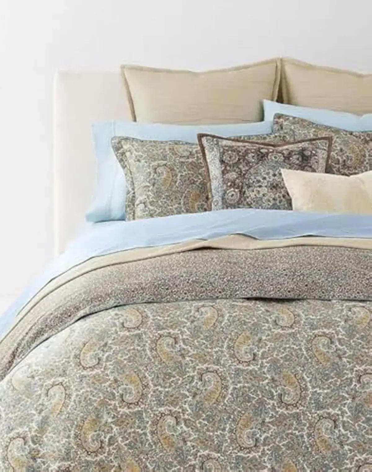 Lauren Ralph Lauren Riley Paisley Brown Blue Grey King 3 pc Duvet Cover Set Shams