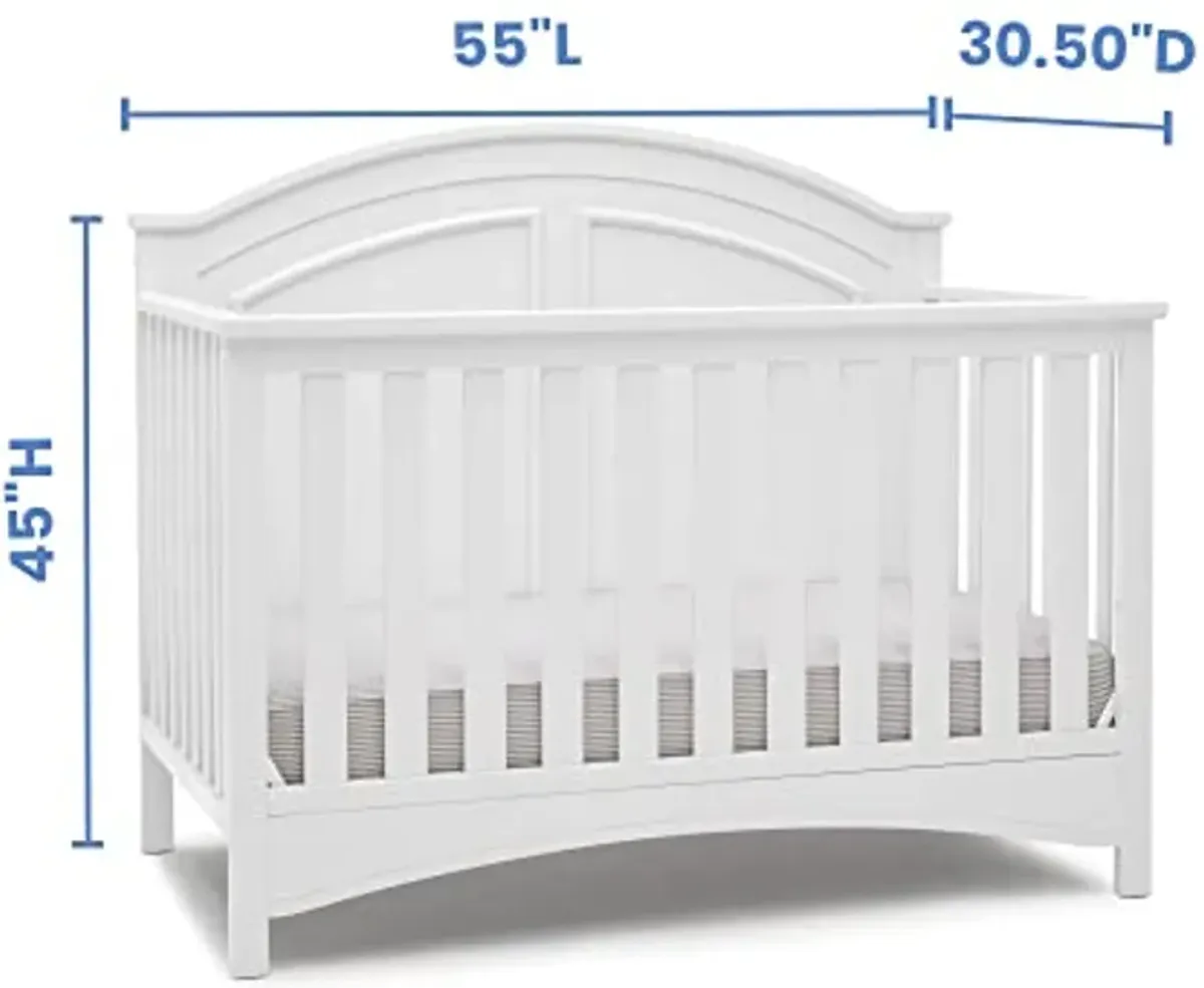 Delta Children Haven 6 Drawer Dresser, White + Perry 6-in-1 Convertible Crib - Greenguard Gold Certified, White (Bundle)