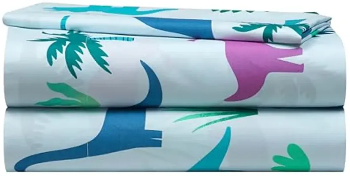 Heritage Kids 4 Piece Sheet Set, Including Top Sheet, Fitted Sheet and 2 Pillow Cases, Dinosaur, Full