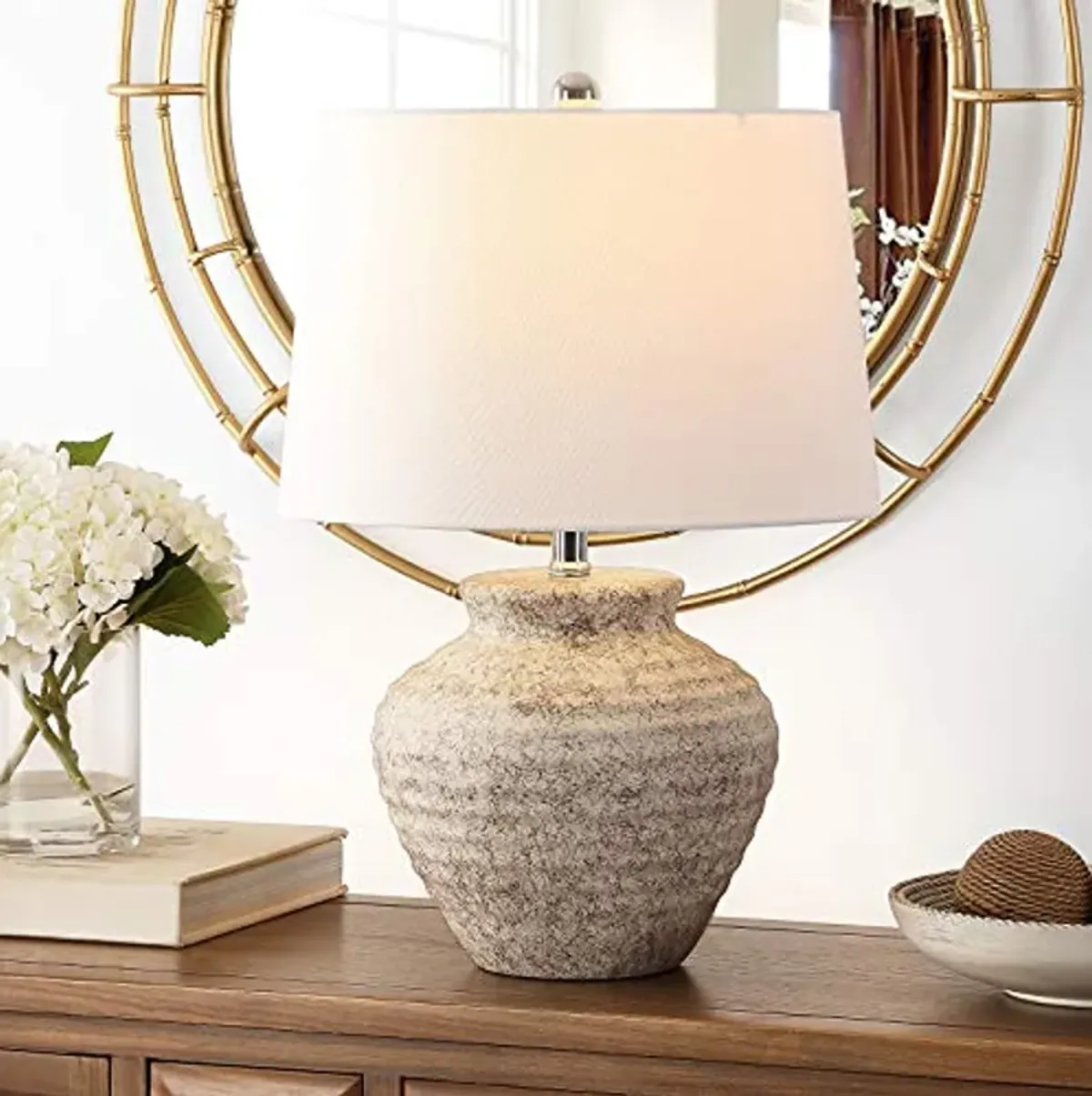 Safavieh 23-inch Grey Ceramic Table Lamp and Nourison 23-inch Black Ceramic Table Lamp Bundle