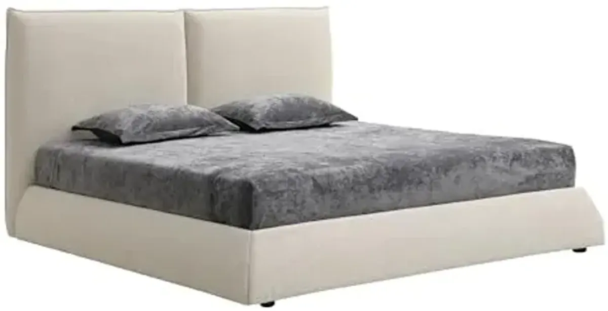 Abbyson Living Elsen Upholstered King Bed, Ivory