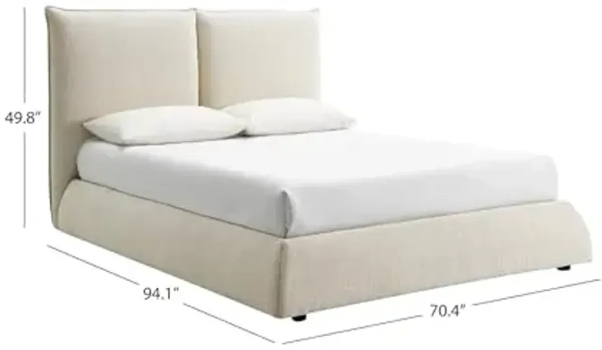 Abbyson Living Elsen Upholstered Queen Bed, Ivory