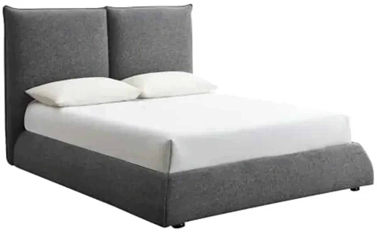 Abbyson Living Elsen Upholstered Bed Platform, Queen (U.S. Standard), Charcoal