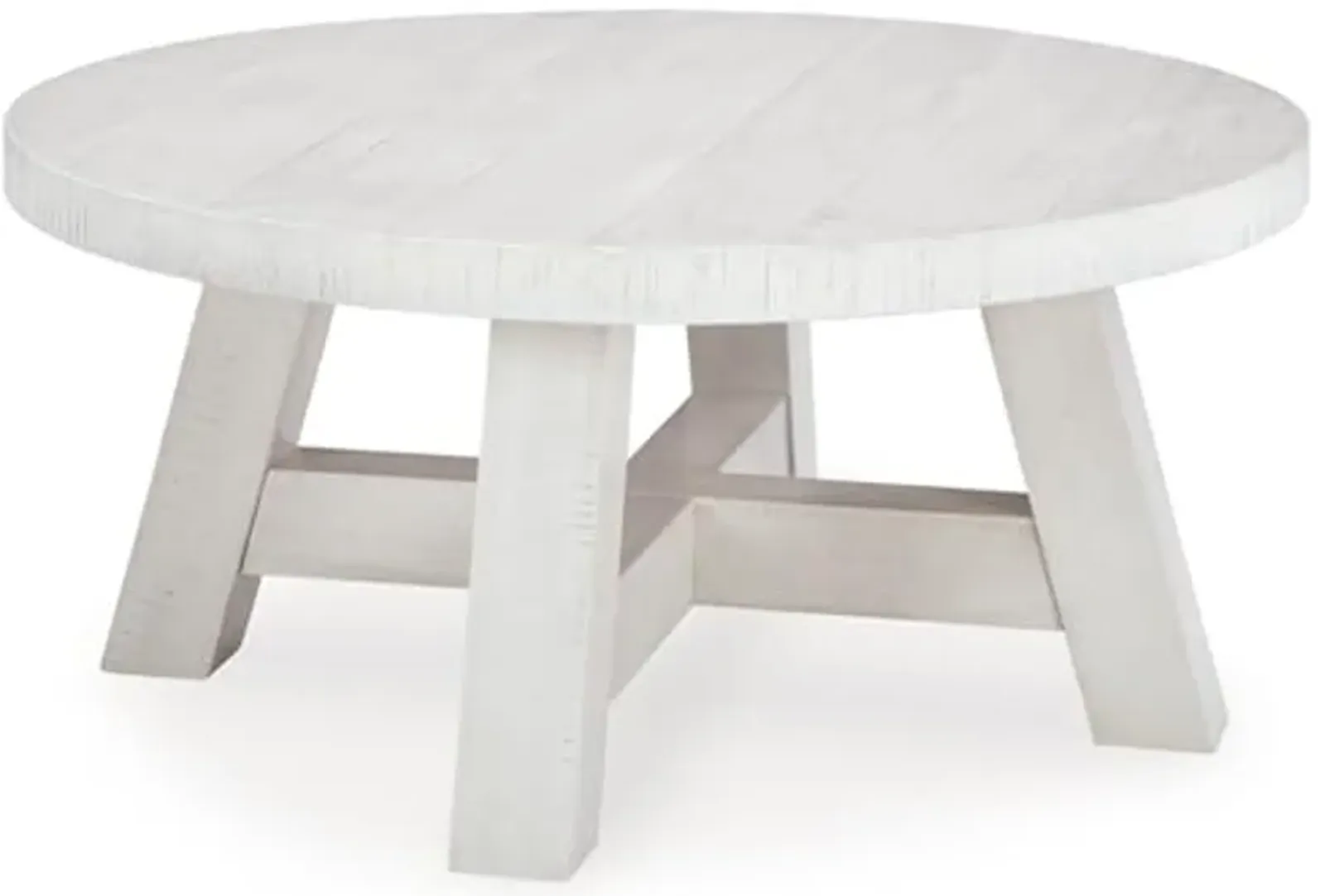 Signature Design by Ashley Jallison Farmhouse Distressed Coffee Table with Braced Posts, White