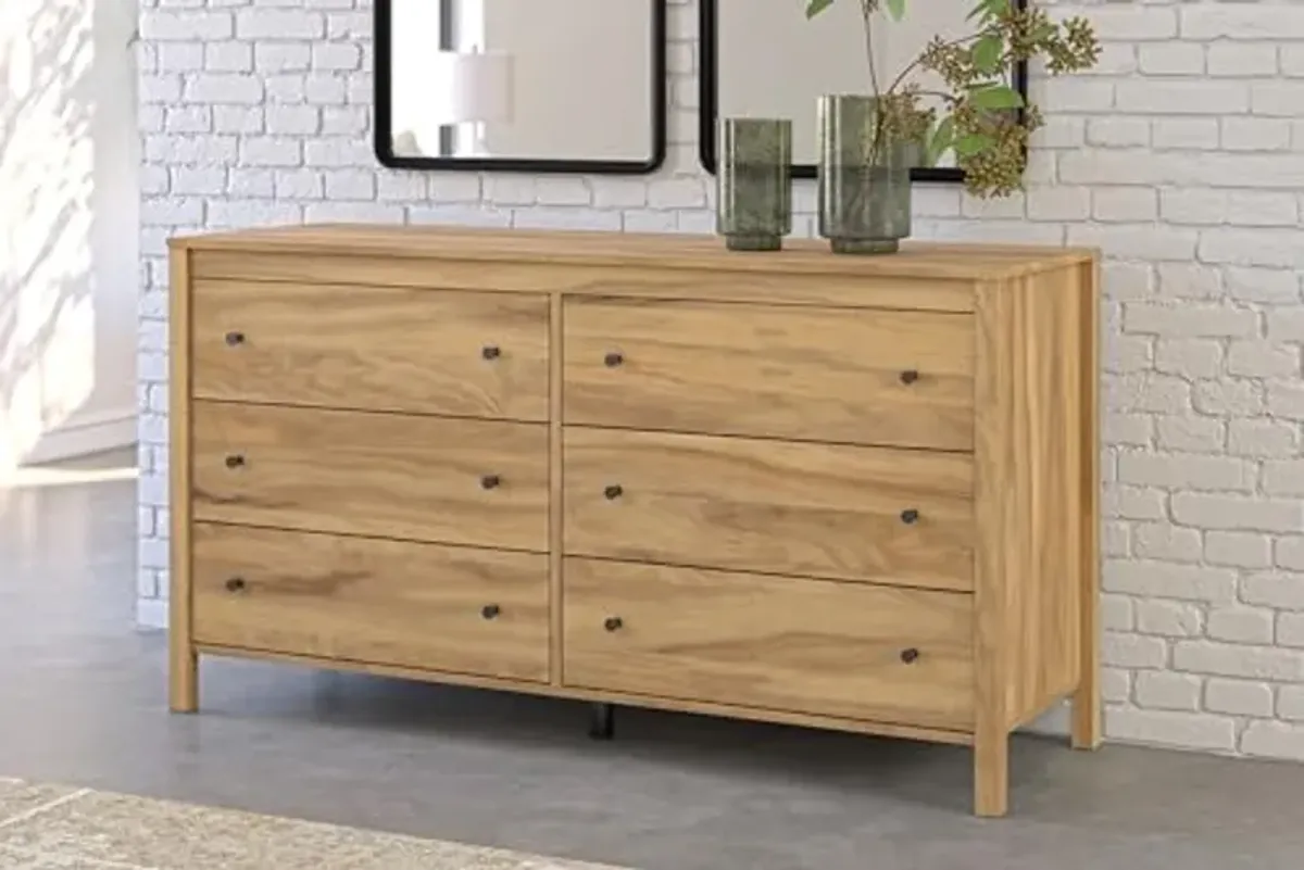 Signature Design by Ashley Bermacy Casual 6-Drawer Dresser with Safety Stop, Light Brown