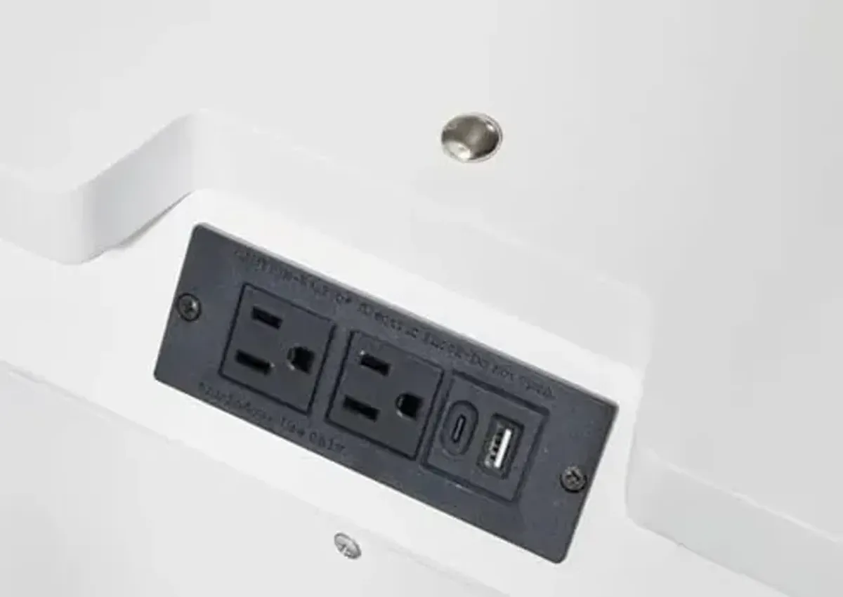 Signature Design by Ashley Chalanna Glam 2 Drawer Nightstand with Felt-Lined Top Drawer, LED Lights, Power Supply and USB Ports, 26.75" Tall, White