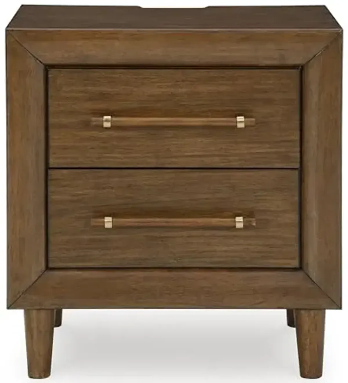 Signature Design by Ashley Lyncott 2 Drawer Nightstand, Power Supply, USB-A and USB-C Ports, Hardwood Solids, 24.63" W x 17" D x 26.88" H, Medium Brown