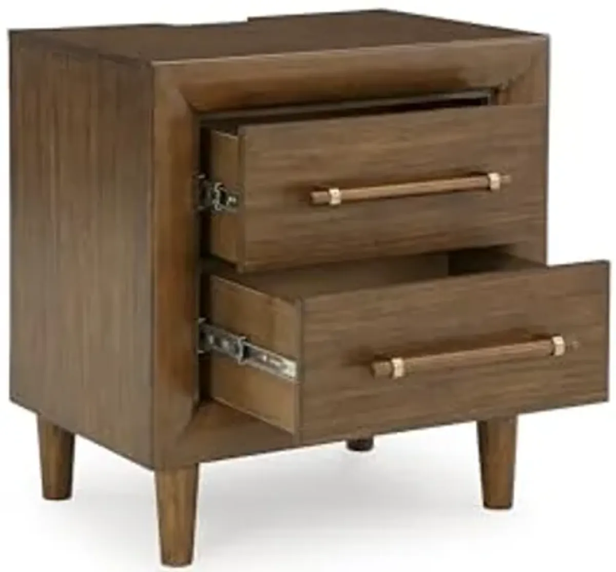 Signature Design by Ashley Lyncott Casual Felt-Lined 2 Drawer Nightstand with Power Supply, USB-A and USB-C Ports, 26.88" Tall, Dark Brown