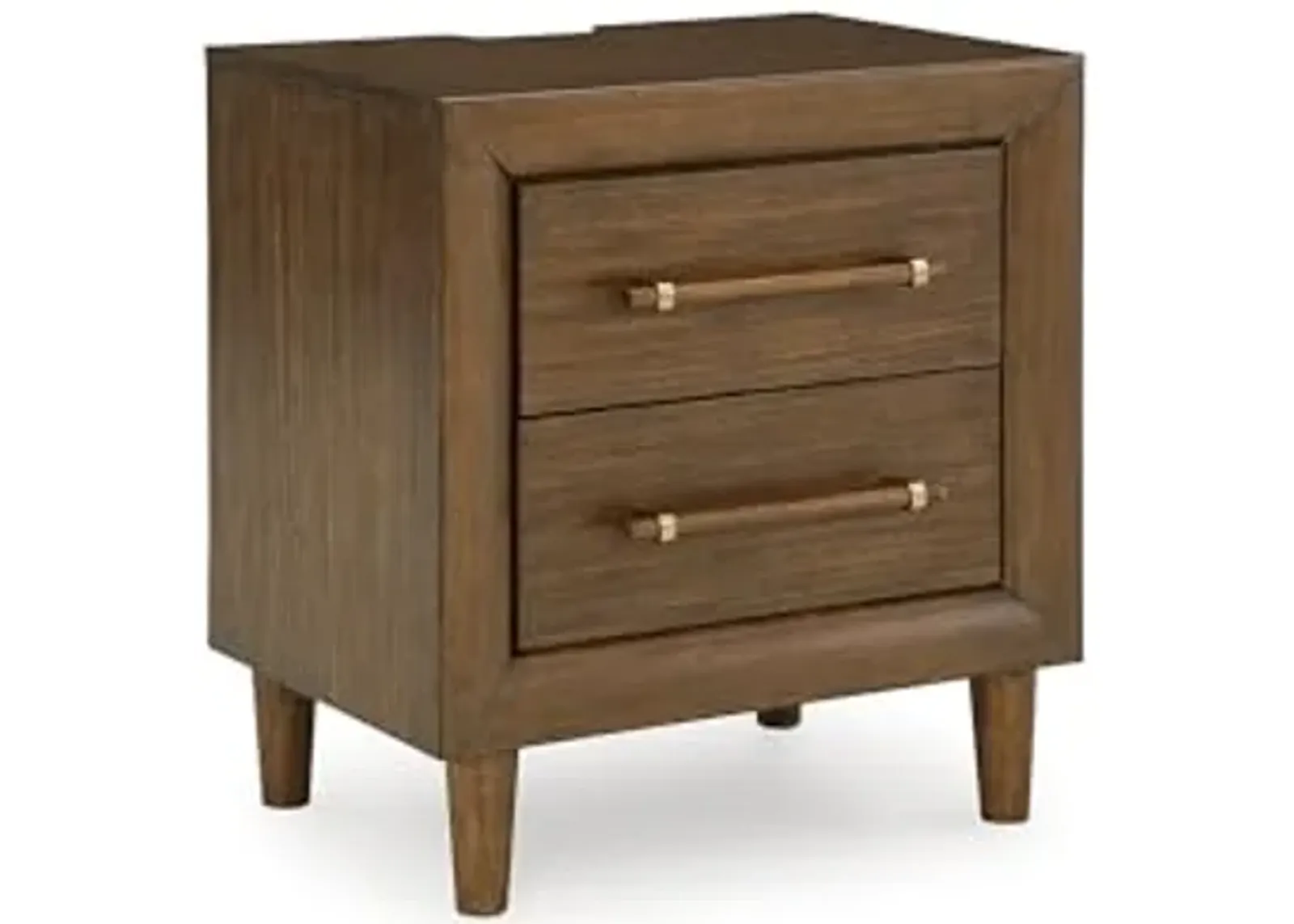 Signature Design by Ashley Lyncott Casual Felt-Lined 2 Drawer Nightstand with Power Supply, USB-A and USB-C Ports, 26.88" Tall, Dark Brown