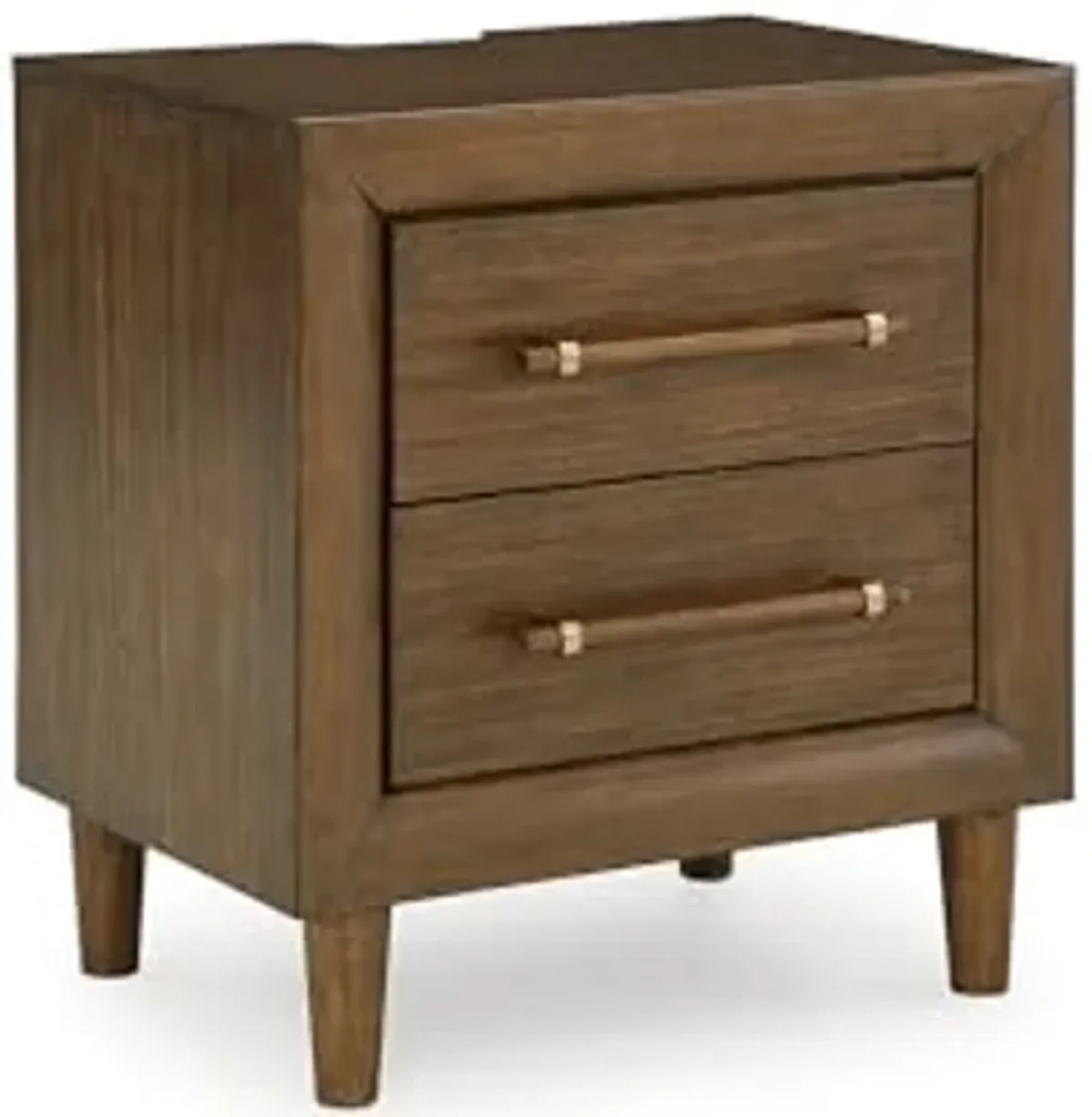 Signature Design by Ashley Lyncott Casual Felt-Lined 2 Drawer Nightstand with Power Supply, USB-A and USB-C Ports, 26.88" Tall, Dark Brown