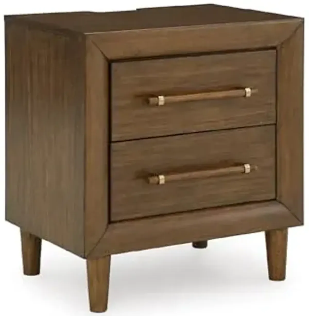Signature Design by Ashley Lyncott 2 Drawer Nightstand, Power Supply, USB-A and USB-C Ports, Hardwood Solids, 24.63" W x 17" D x 26.88" H, Medium Brown