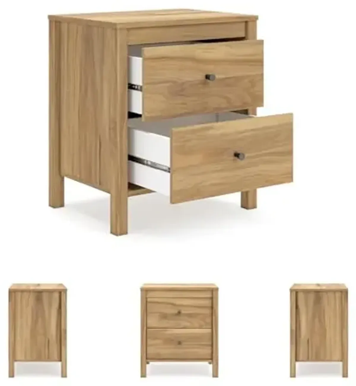 Signature Design by Ashley Bermacy Vintage Casual Nightstand with 2 Storage Drawers, Dark Bronze-Tone Hardware, Wood, 24.37" High, Light Brown