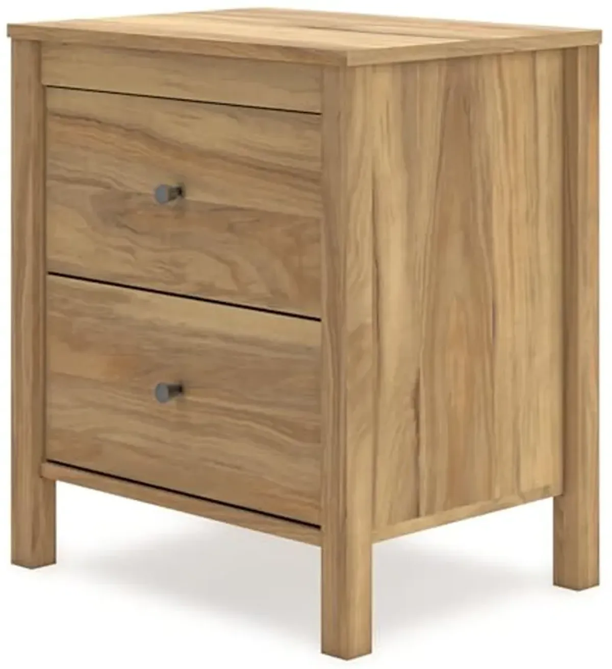 Signature Design by Ashley Bermacy Casual 2-Drawer Nightstand with Straight Legs, 24.37" Tall, Light Brown