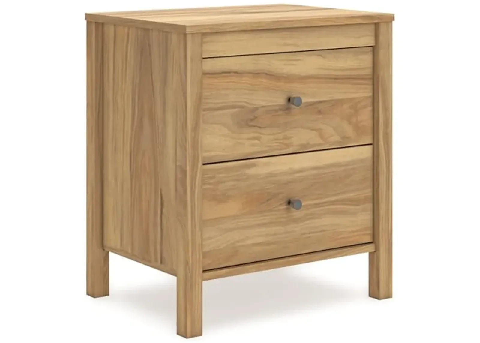 Signature Design by Ashley Bermacy Casual 2-Drawer Nightstand with Straight Legs, 24.37" Tall, Light Brown