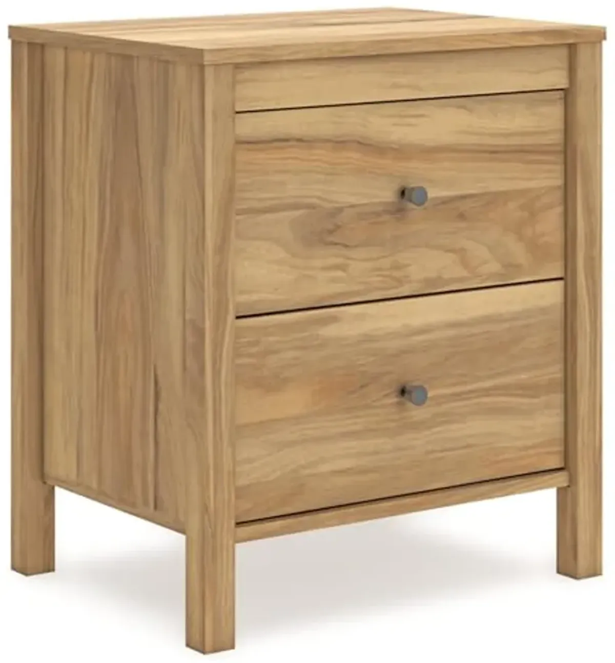 Signature Design by Ashley Bermacy Casual 2-Drawer Nightstand with Straight Legs, 24.37" Tall, Light Brown