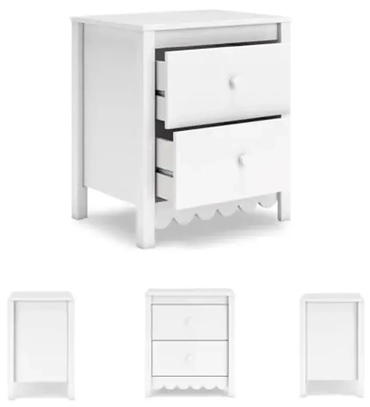 Signature Design by Ashley Hallityn Minimalist 2 Drawer Nightstand, Smooth-Gliding Drawers, Wood, 21.34" W x 15.94" D x 24.37" H, Matte White Finish