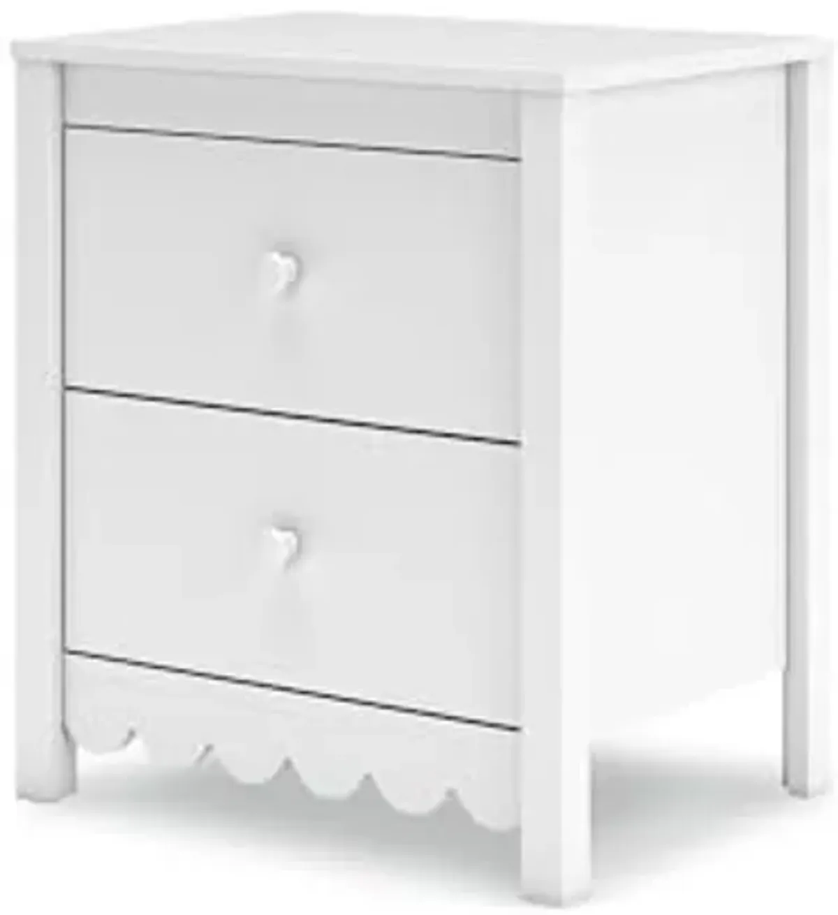 Signature Design by Ashley Hallityn Minimalist 2 Drawer Nightstand for Bedroom, 24.37" Tall, White