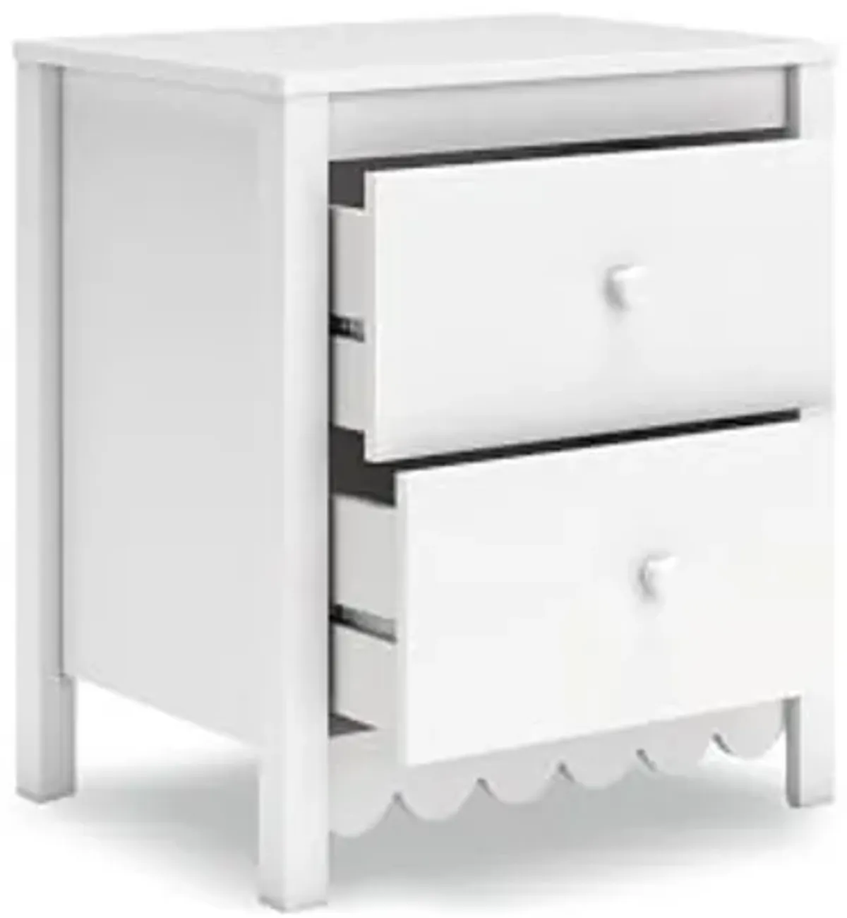 Signature Design by Ashley Hallityn Minimalist 2 Drawer Nightstand for Bedroom, 24.37" Tall, White