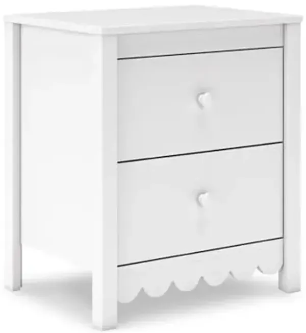 Signature Design by Ashley Hallityn Minimalist 2 Drawer Nightstand, Smooth-Gliding Drawers, Wood, 21.34" W x 15.94" D x 24.37" H, Matte White Finish