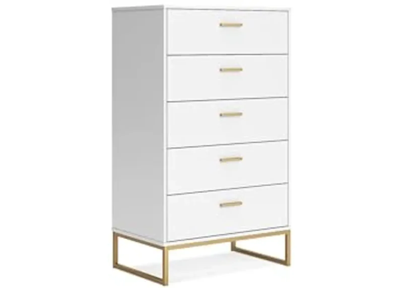 Signature Design by Ashley Socalle Modern 5-Drawer Chest of Drawers with Safety Stop, White & Metallic