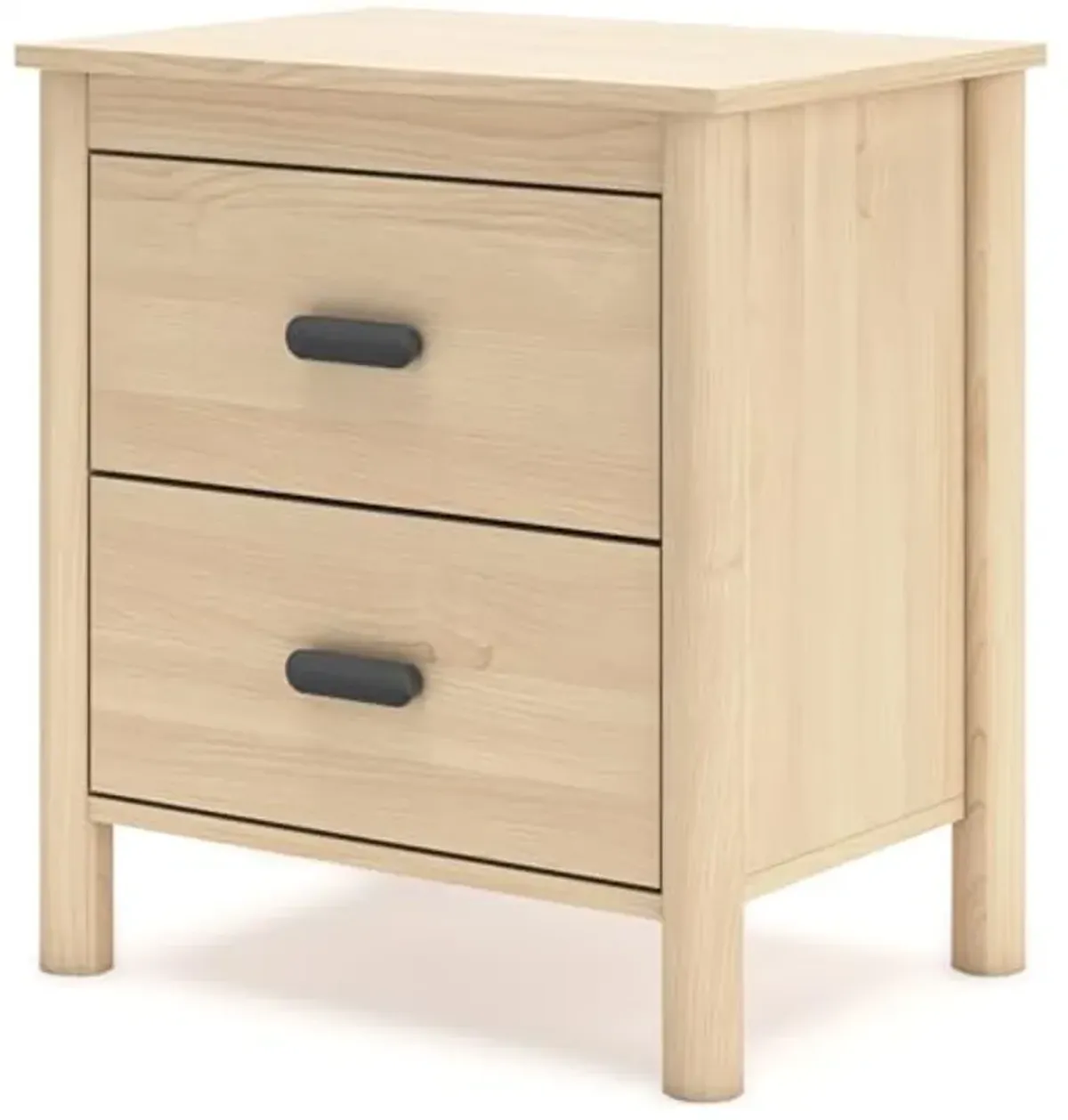 Signature Design by Ashley Cabinella Casual 2-Drawer Nightstand with Round Post Legs, 24.37" Tall, Light Brown