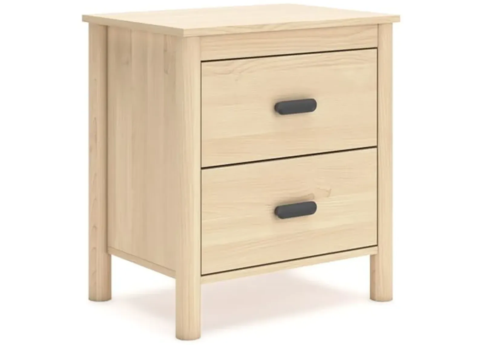 Signature Design by Ashley Cabinella Casual 2-Drawer Nightstand with Round Post Legs, 24.37" Tall, Light Brown