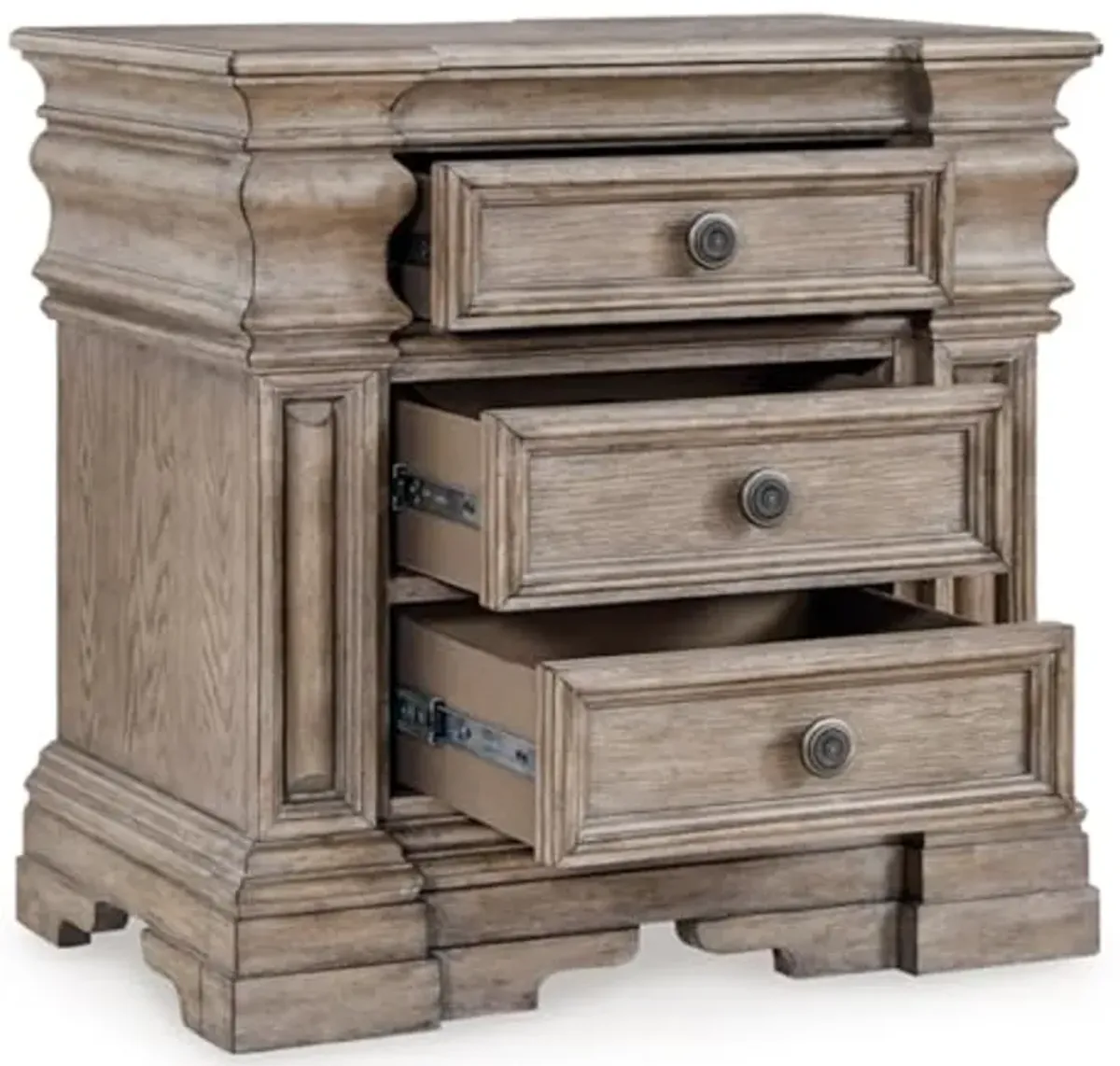 Signature Design by Ashley Blairhurst 3 Drawer Nightstand with USB Charging, 28.75" Tall, Light Grayish Brown