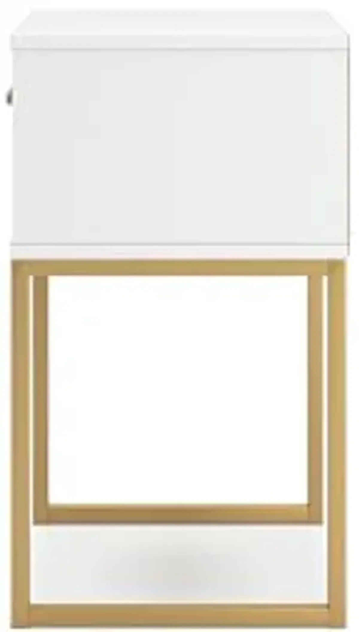 Signature Design by Ashley Socalle Contemporary 1 Drawer Nightstand with Metal Legs, 26.02" Tall, White & Metallic