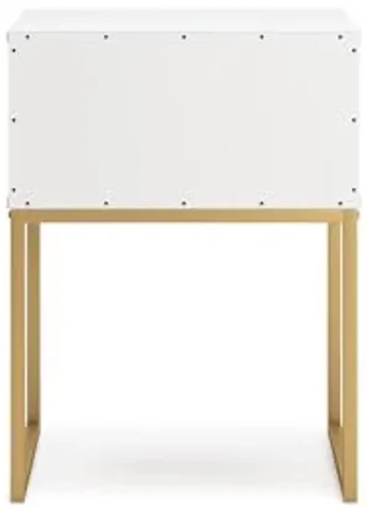 Signature Design by Ashley Socalle Contemporary 1 Drawer Nightstand with Metal Legs, 26.02" Tall, White & Metallic