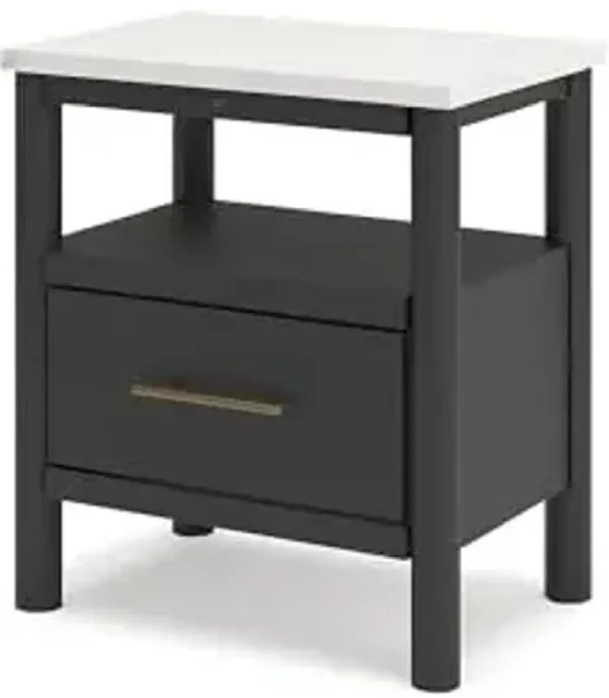 Signature Design by Ashley Cadmori Bohemian 1-Drawer Nightstand with 1 Shelf, Ambient Lighting, USB and Qi Wireless Charging Options, 26.57" Tall, Black & White