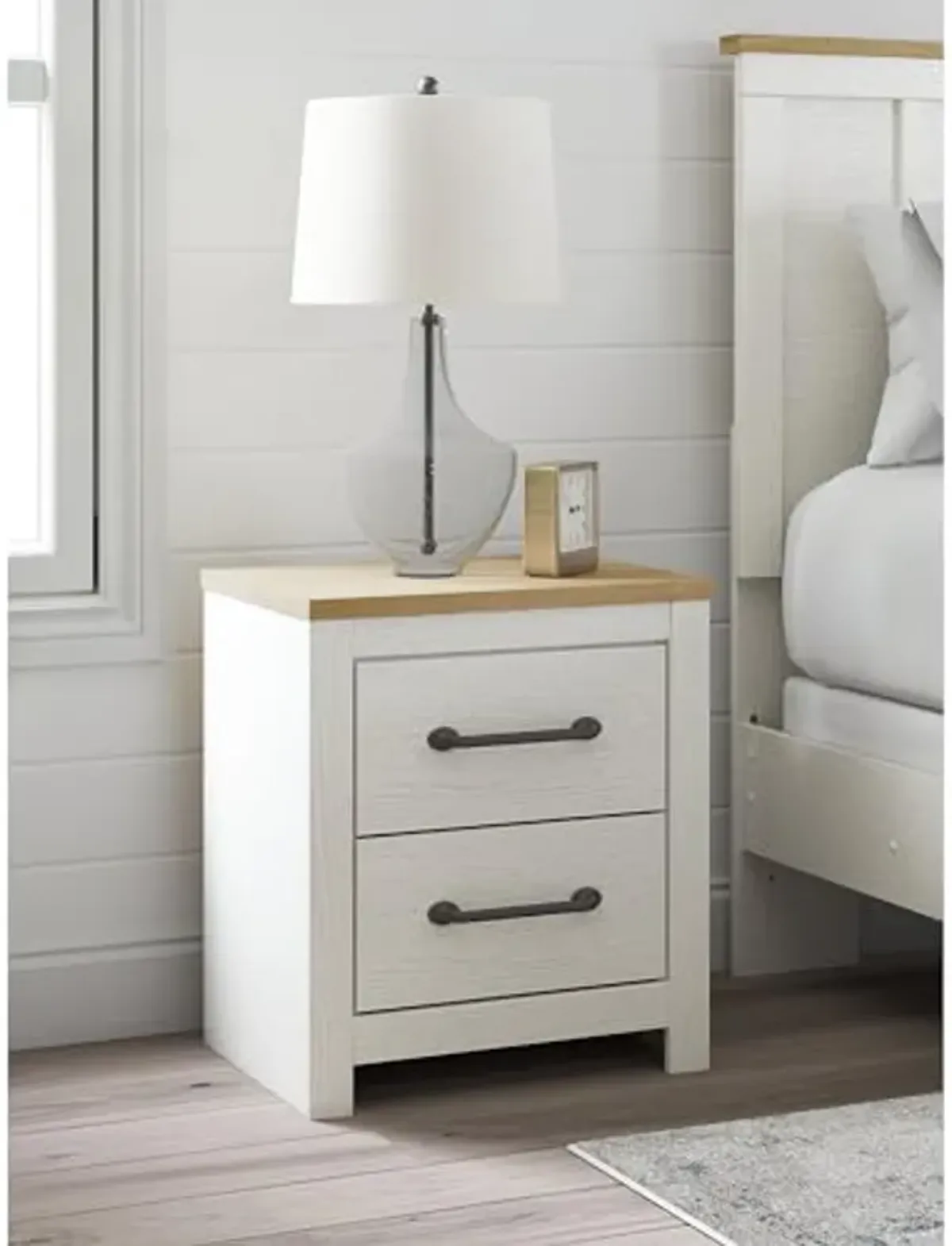 Signature Design by Ashley Linnocreek Farmhouse Nightstand, White/Warm Brown