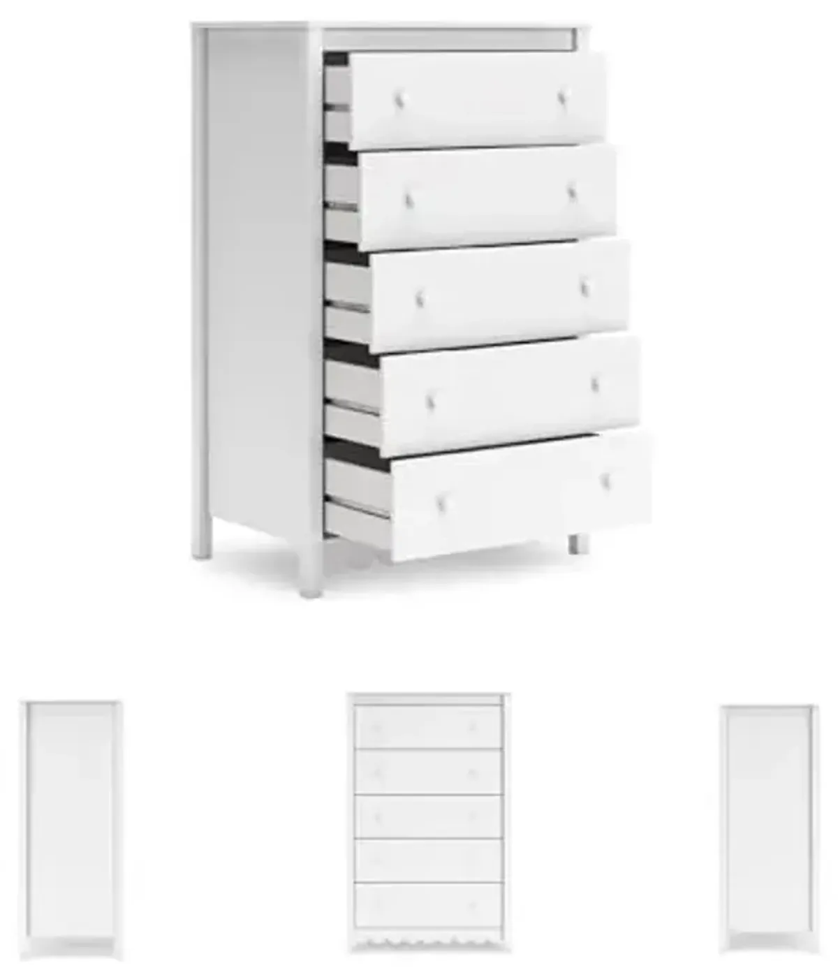 Signature Design by Ashley Hallityn Coastal 5 Drawer Chest with Safety Stop for Bedroom, White