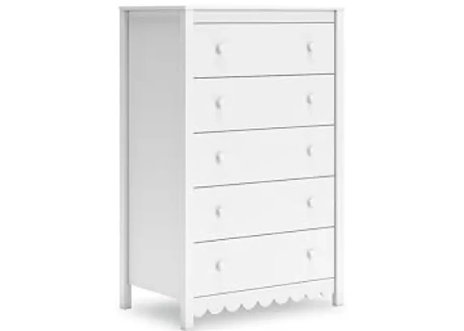 Signature Design by Ashley Hallityn Coastal 5 Drawer Chest with Safety Stop for Bedroom, White