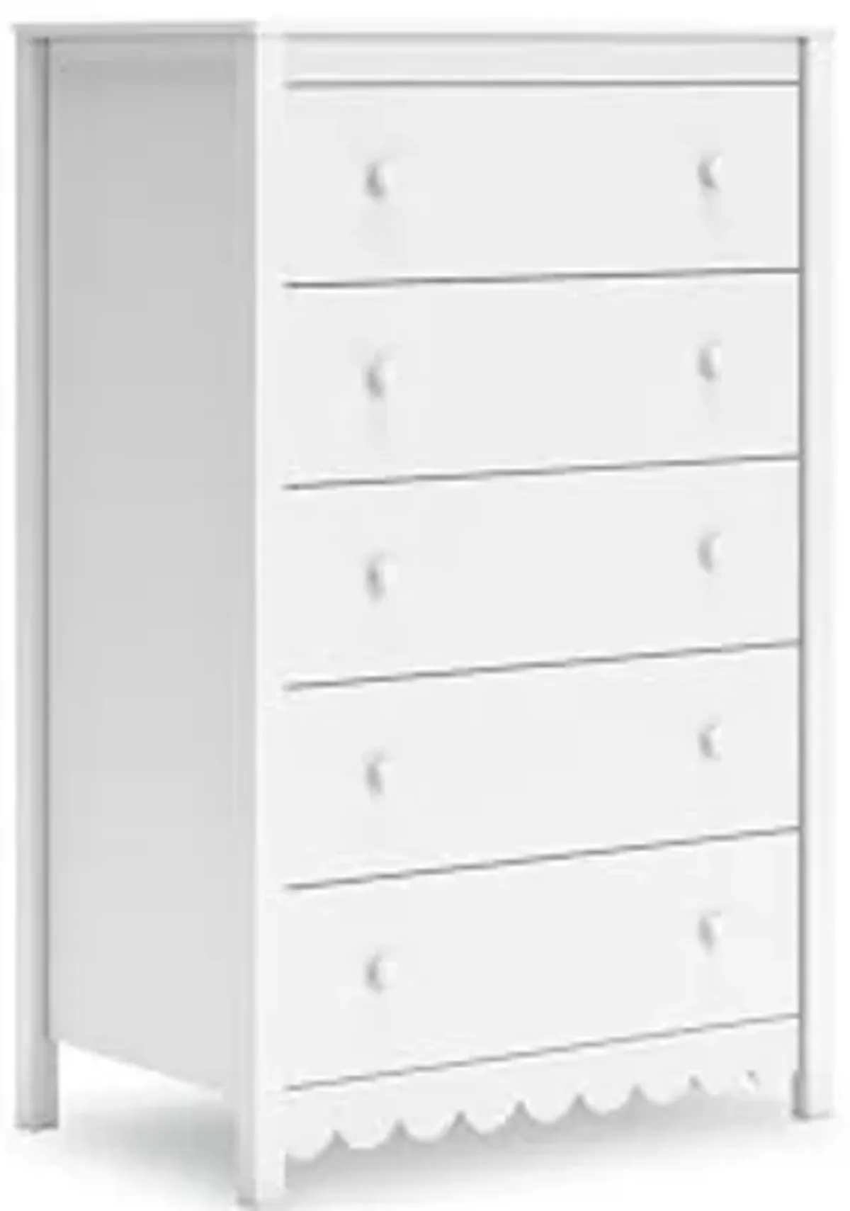 Signature Design by Ashley Hallityn Coastal 5 Drawer Chest with Safety Stop for Bedroom, White