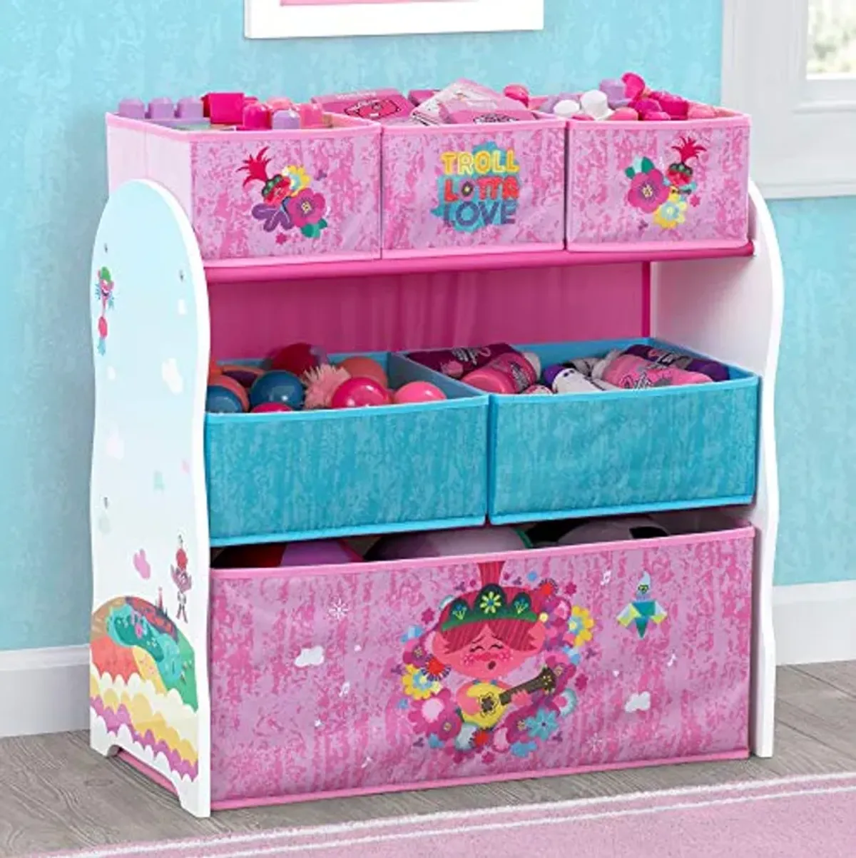 Delta Children Sesame Street Chair Desk and Trolls World Tour Toy Organizer