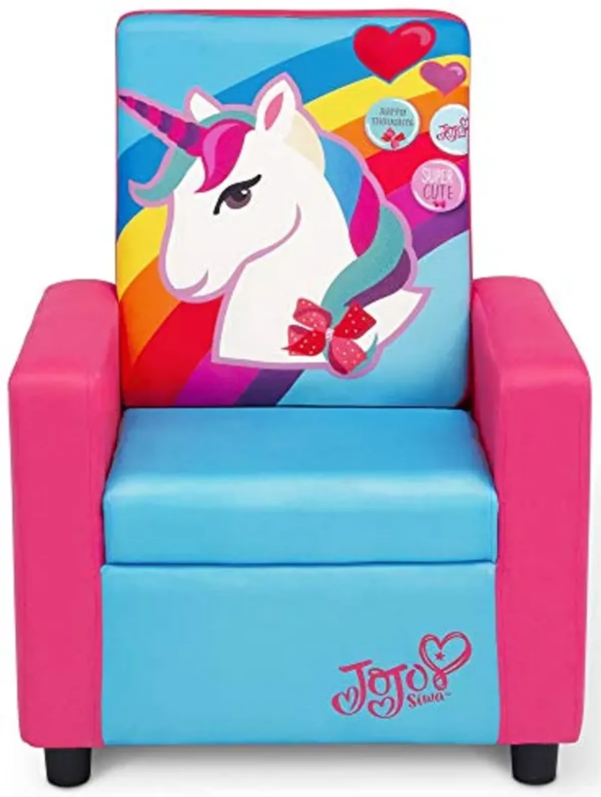 Delta Children Twin Bed, JoJo Siwa & High Back Upholstered Chair, pink and skyblue