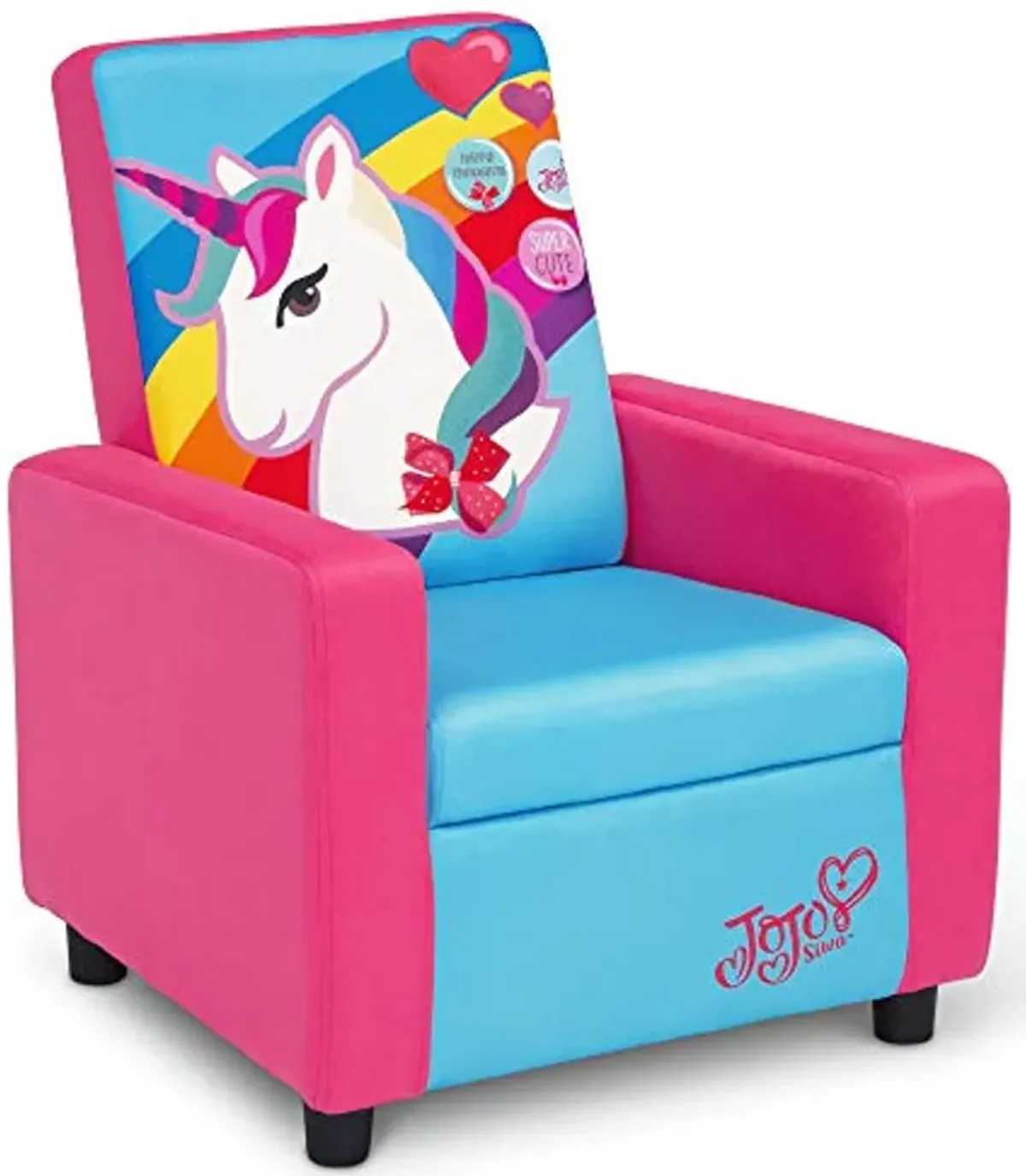 Delta Children Twin Bed, JoJo Siwa & High Back Upholstered Chair, pink and skyblue