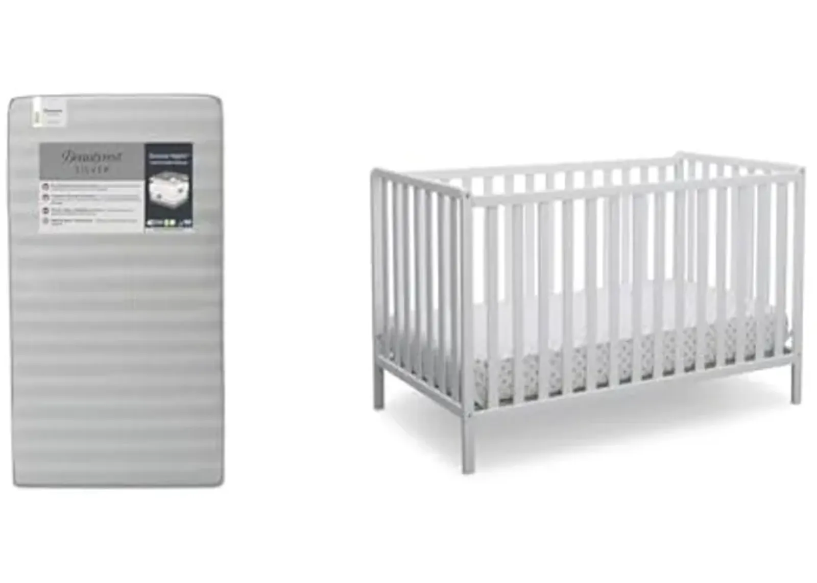 Delta Children Beautyrest Silver Slumber Nights Dual Sided Crib & Toddler Mattress Heartland 4-in-1 Convertible Crib