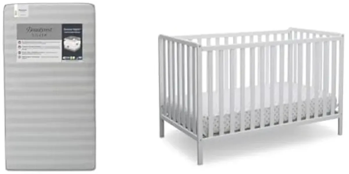 Delta Children Beautyrest Silver Slumber Nights Dual Sided Crib & Toddler Mattress Heartland 4-in-1 Convertible Crib