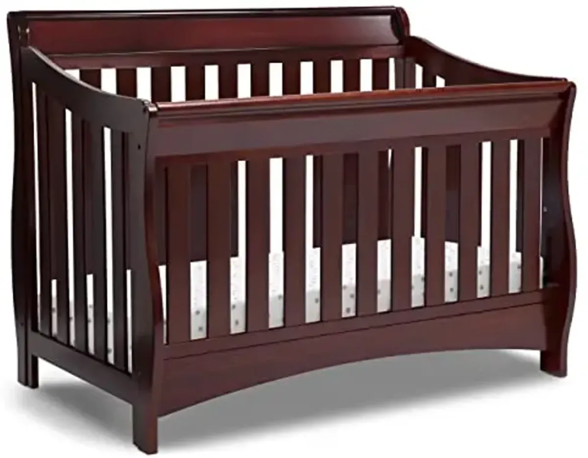 Delta Children Bentley 4-in-1 Convertible Crib and Eclipse Changing Table Bundle, Black Cherry