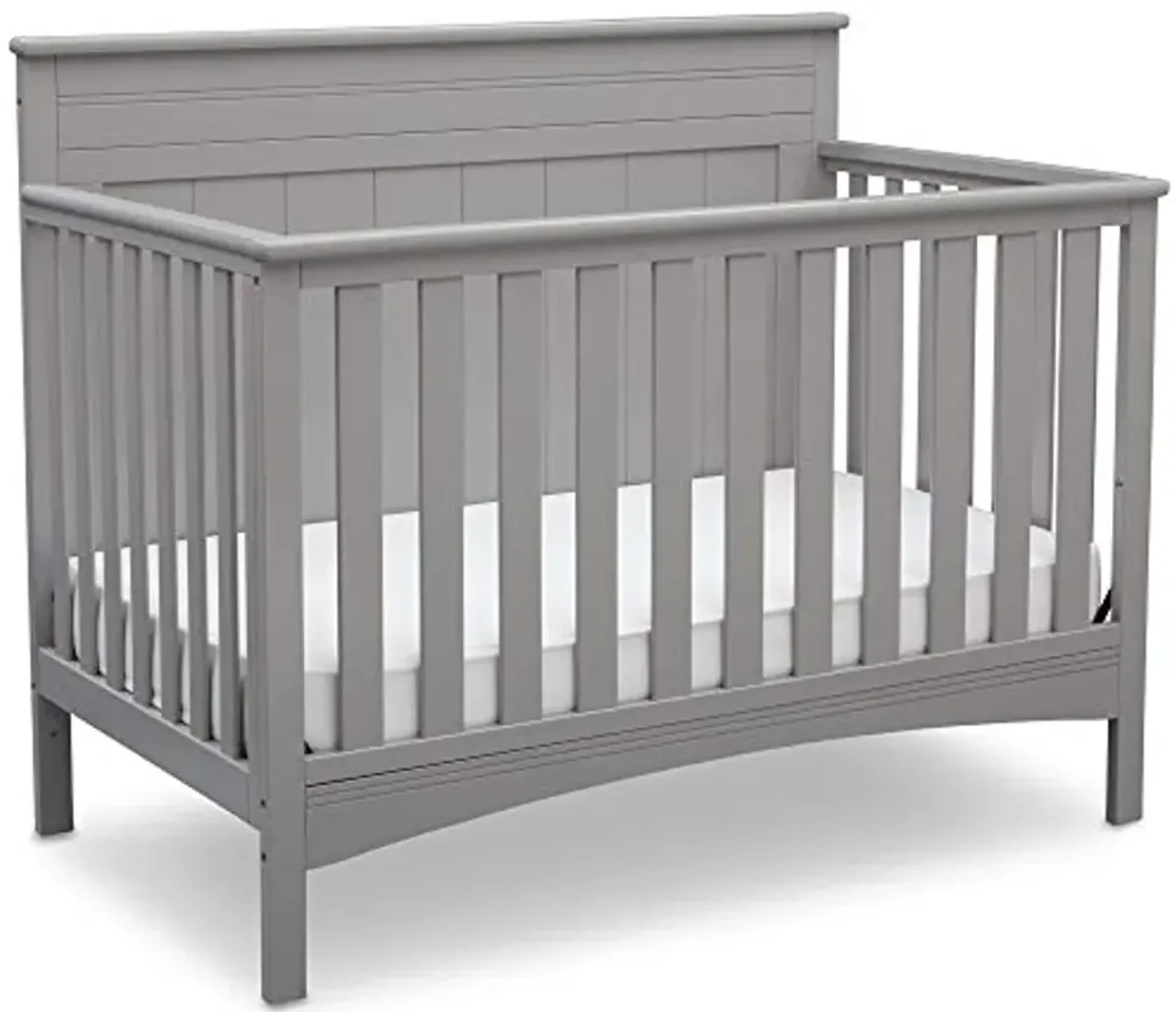 Delta Children Fancy 4-in-1 Convertible Crib and 6 Drawer Dresser Bundle, Grey